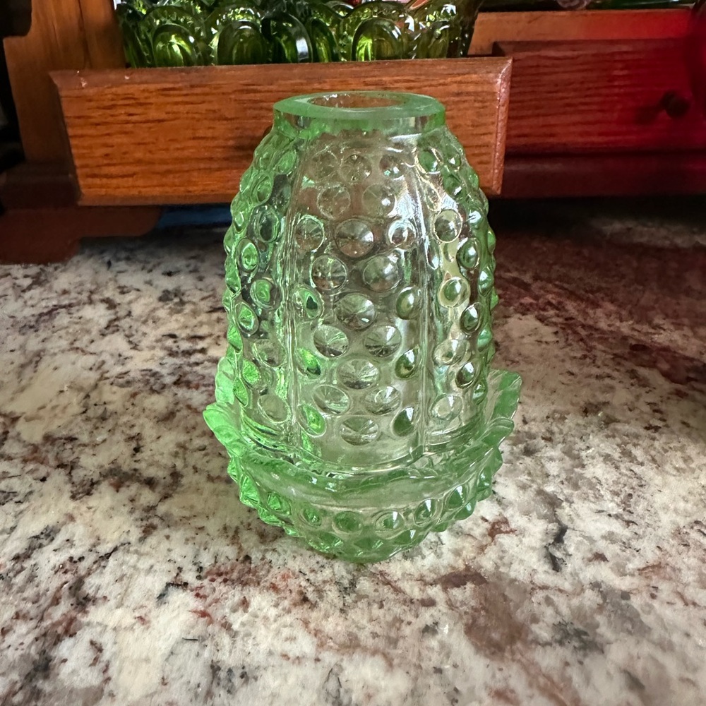 Green Hobnail Fairy Lamp